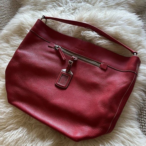 PRADA red leather bag - Picture 1 of 8